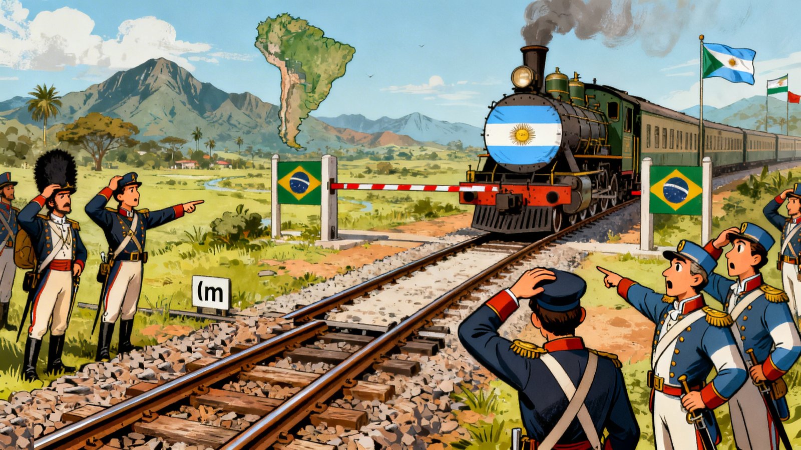 Trem parado diante da quebra de bitola