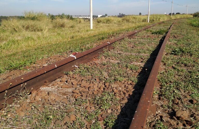 Linha abandonada, malha ferroviária destruída.