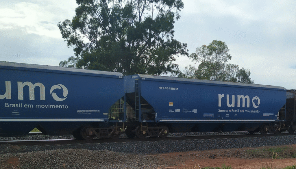 Vagões graneleiros da Rumo Logística